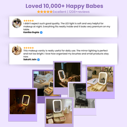 LED Mirror Makeup Storage Box | Leather