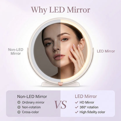 LED Mirror Makeup Storage Box | Leather